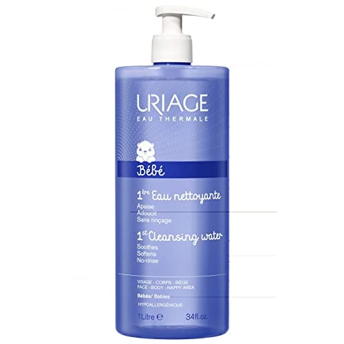 Uriage - Agua termal para el cuidado de la piel del bebé 1er Eau: 1ª agua de limpieza suave, 1000 ml
