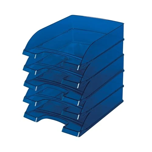 Zeitlich begrenztes Angebot: Leitz Briefkorb Standard A4, 5er Pack, Transparente Briefablage in Premium-Qualität, Stapelbare Ablagefächer als Schreibtisch-Organizer, Kombinierbar mit Plus-Serie, Blau, 52260039 von 30.75 € auf 30.75 € (0.00% Rabatt)