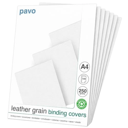 Offre limitée : Pavo - Plats de couverture A4 grain cuir 250 g, Paquet de 100 - Blanc de 13.39 € à 13.39 € (0.00% de remise)