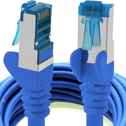 1aTTack.de 1m - CAT6a - network cable blue - 1 piece CAT 6 A patch cable 10000 Mbit s SFTP PIMF 500 MHz compatible with CAT5 CAT6 CAT7 DSL Internet Switch Router