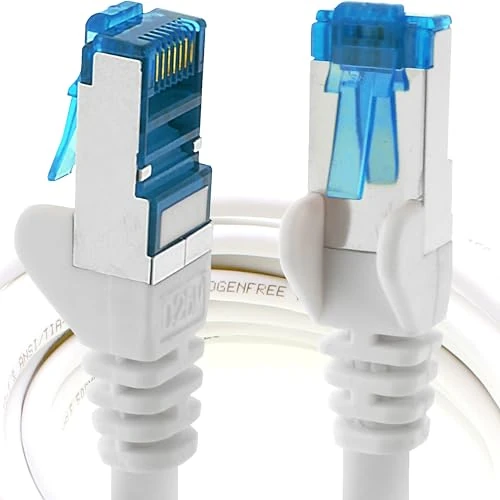 1aTTack.de 1m - Bianco - 1 Pezzo - Rete Cavi Cat6a S-FTP Cat 6a Doppia schermatura - Certificato GHMT PIMF 500MHz / 7 CU Rame Non Contiene alogeni Compatibile con CAT5e CAT6 CAT7 CAT8 10000 Mbit/s