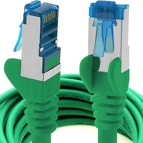 7,5m Cable de Red, Cable Ethernet y LAN SFTP PIMF Cat6a - transmite hasta 10 Gigabit por Segundo y es Adecuado para switches, routers, módems con Entrada RJ45, verde - 1 pieza