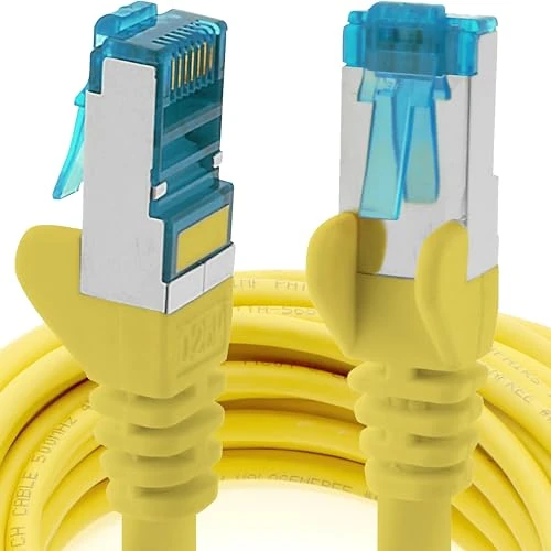 1aTTack.de 2m - CAT6a - network cable yellow - 1 piece CAT 6 A patch cable 10000 Mbit s SFTP PIMF 500 MHz compatible with CAT5 CAT6 CAT7 DSL Internet Switch Router