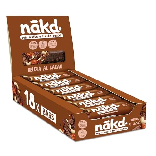 Offerta a tempo: Nākd. Delizia al Cacao | Barrette Raw con Frutta e Frutta Secca | 18 x 35g - 51% da 15.99 € a 7.91 €