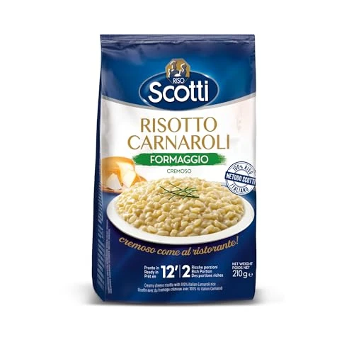 Offerta a tempo: Riso Scotti, Risotto al Formaggio Cremoso, Riso Carnaroli con Formaggio, Senza Glutine, Pronto in 12 Minuti, 210 g - 14% da 2.51 € a 2.15 €