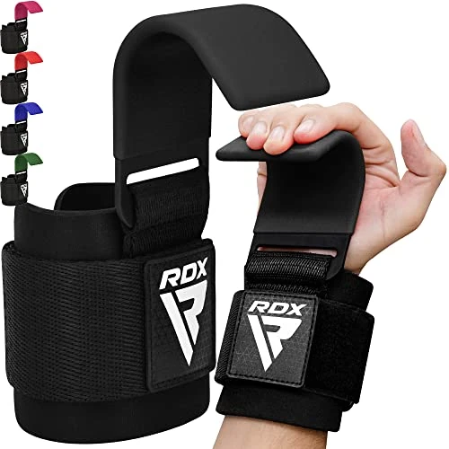 Zeitlich begrenztes Angebot: RDX Zughilfen Haken Krafttraining, 8mm Gepolstert Handgelenkschutz, Profi Bodybuilding Gewichtheben Griff, Fitness Powerlifting Weight Lifting Hook, Männer Frauen rutschfest Grip, Kreuzheben klimmzug von 20.99 € auf 20.99 € (0