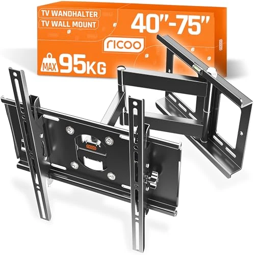 Offerta a tempo: RICOO Supporto TV parete R23-S 40”-75" pollici 79-165 cm Staffa televisore Girevole Inclinabile Porta televisione universale VESA 200 x 200-400 x 400 Nero - 25% da 53.16 € a 39.69 €