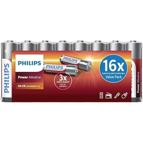 Offerta a tempo: Batterie Philips Value Pack AA - Batterie in confezione da 16 pezzi - Batterie alcaline - LR6 - Durata fino a 10 anni - Adatte a vari dispositivi - Senza cadmio e mercurio - 10% da 9.99 € a 9.00 €