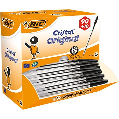 Zeitlich begrenztes Angebot: BIC Kugelschreiber Cristal Original, in Schwarz, Strichstärke 0,4 mm, 100er Pack, Ideal für das Büro, das Home Office oder die Schule von 31.17 € auf 17.19 € (45% Rabatt)