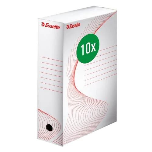 Offre limitée : Esselte, Lot de 10 Boîte d'Archive A4, 100 mm, 800 feuilles, Carton ondulé | Lot de 10 boîtes d'archives A4, dos 100mm, capacité 800 feuilles, carton ondulé sans acide, coloris blanc. de 25.22 € à 25.22 € (0.00% de remise)