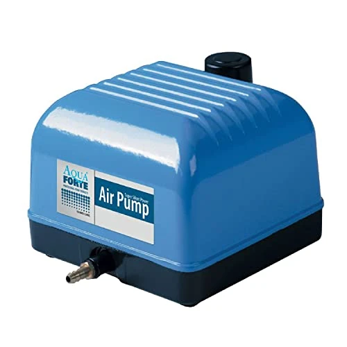 AquaForte, Bomba de aire AquaForte Hi-Flow V-60, Carcasa de aluminio, Silenciosa y potente, Potencia 35 vatios, Capacidad a 2 metros 40 litros por minuto, Capacidad del estanque 36 m3, No regulable