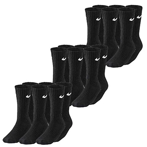 Nike 3Ppk Value Cotton Crew - Calcetines unisex, color negro/ blanco, talla L/ 42-46