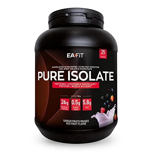 Limitiertes Angebot: WHEY PROTEIN ISOLATE - Redberries-Rote Früchte - 750 g - Protein Powder - Pure Isolate - 79 Prozent Protein, Wenig Zucker und Fett, Muskelwachstum - 5g BCAA - EAFIT von 28.39 EUR auf 28.39 EUR (Spare 0%)