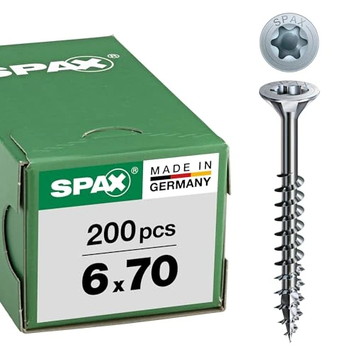 Offerta a tempo: SPAX Vite universale, 6 x 70 mm, 200 pezzi, Filetto parziale, Testa svasata, T-STAR plus T30, 4CUT, WIROX - 0191010600705 - 14% da 21.99 € a 18.99 €