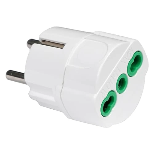 Adapter Schuko z gniazdem z zestykiem ochronnym 2P+T 16 A 2-biegunowy wtyk IMQ biały
