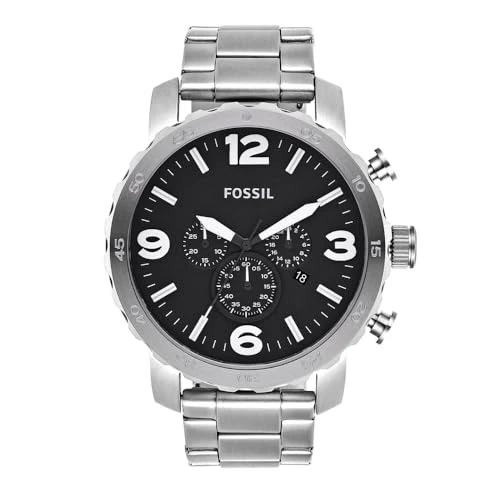 Oferta limitada: Fossil Reloj para hombre Nate, movimiento cronógrafo de cuarzo, caja de acero inoxidable plateado de 50 mm con correa de acero inoxidable, JR1353 de 219.00 EUR a 109.50 EUR (ahorro 50%)