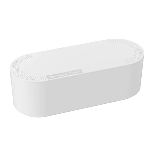 D-Line EU/CTULGEW/SW Caja Organizadora de Cables, fabricada en ABS resistente a la electricidad, Caja para guardar, ocultar y organizar cables de manera eficiente - Grande, Blanco