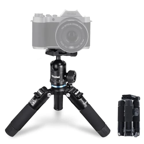 Offerta a tempo: Rollei Compact Traveler Mini-M1, Mini Treppiede Fotocamera in Alluminio 49cm Cavalletto Fotografico Piccolo Leggero con Testa a Sfera Arca Swiss per DSLR Nero, Macro-Treppiede-Fotocamera-Tripod - 40% da 64.90 € a 39.00 €