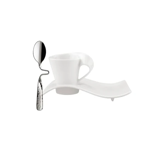 Limited offer: Villeroy & Boch NewWave Café Espresso Set, 3 pieces, Premium Porcelain, White from 58.84 EUR to 56.49 EUR (save 4%)
