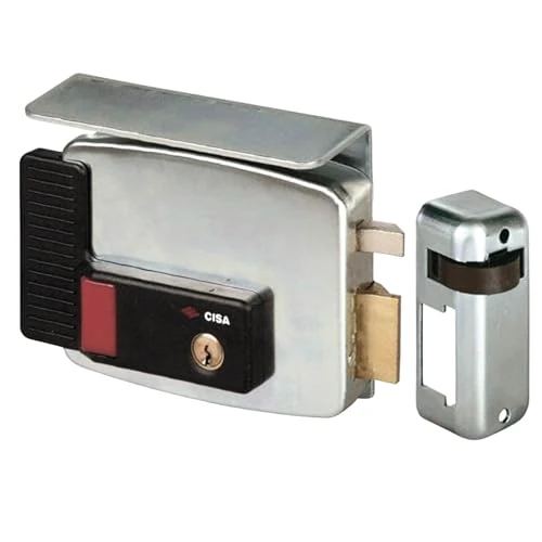 CISA 111731501, elektryczny zamek do nakładania, wejście 50 mm, ręczny zamek, dach ochronny, dysza dolna, przycisk, uchwyt dzienny, prawa ręka