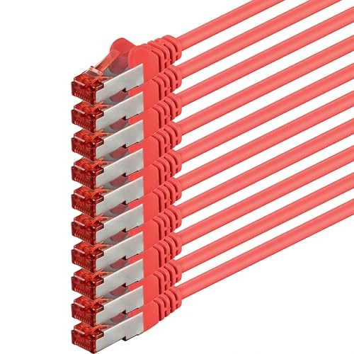 Offerta a tempo: 1aTTack.de 10x 1m - Cavo di rete Cat 6 cavo patch Cat6 RJ45 SFTP - rosso - 0.00% da 18.66 € a 18.66 €