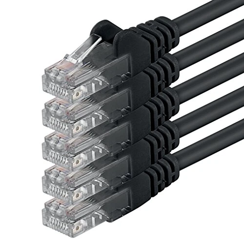 1aTTack.de 0,25 m - noir - 5 pièces - (PACK) - Câble réseau Ethernet LAN CAT.6 CAT6 Câble patch 1000 Mbit/s