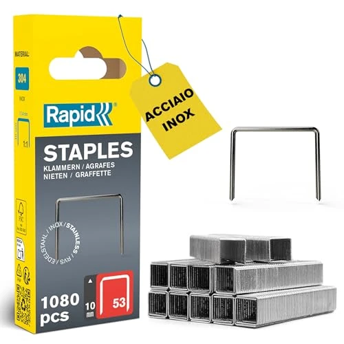 RAPID 40109511, Agrafes en fil fin N°53, Longueur 10 mm, 1080 Pièces, Pour le textile et la décoration, Acier Inoxydable, Haute performance Argent