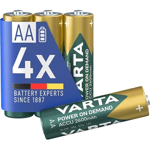 Limited-time offer: VARTA Rechargeable Ready2Use Pre-Charged AA Mignon Ni-Mh Battery (4-pack, 2,600mAh, 4-pack), rechargeable without memory effect - ready for immediate use from 14.99 GBP to 13.89 GBP (save 7%)