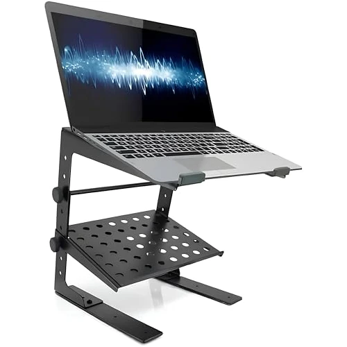 Limited offer: Pyle Portable Adjustable Laptop Stand - 6.3 to 10.9 Inch Standing Table Monitor or Computer Desk Workstation Riser with Shelf Storage and Height Alignment for DJ, PC, Gaming, Home or Office - PLPTS30 from 40.00 EUR to 21.60 EUR (save 46%)