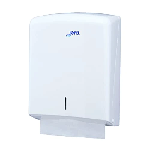 Oferta limitada: Jofel - Dispensador de Papel de Manos, Toallas Faciales, Dispensador de Papel Secamanos de Pared, hasta 600 Toallitas Zig-Zag, Higiénico, Carcasa ABS de Alta Resistencia, Azur AH33000, Blanco de 23.72 € a 21.29 € (ahorro 10%)