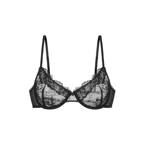 Dorina Origins Soutien-Gorge À Armatures Non Rembourré, Support sous-Coups, Dentelle Intégrale avec Bordure en Dentelle, Bretelles Ajustables, Détail Nœud, Ailes Arrière en Mesh, Noir