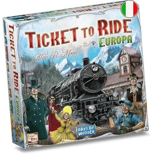 Offerta a tempo: Asmodee - Ticket to Ride Europa, Gioco da Tavolo Avventura Ferroviaria, Divertimento per Famiglie e Giocatori Esperti, Costruisci Reti Ferroviarie - 2-5 Giocatori, 8+ Anni, Edizione in Inglese - 32% da 49.99 € a 33.99 €