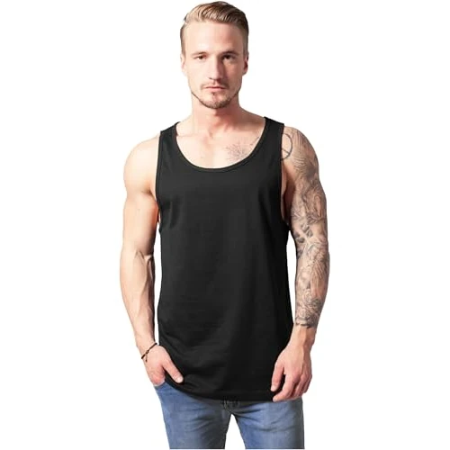 Offerta a tempo: Urban Classics Jersey Big Tank Uomo Canotta Nero 100% Cotone Regular - 40% da 12.90 € a 7.80 €