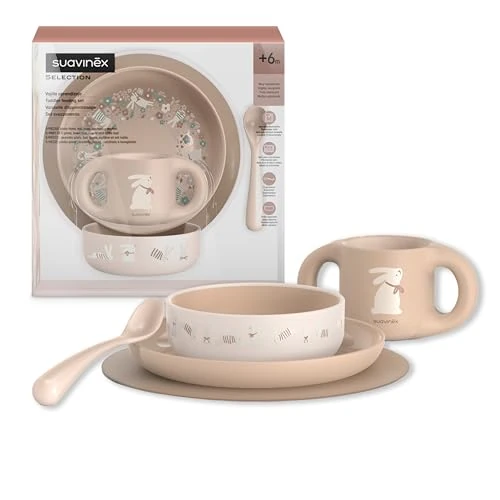 Limited-time offer: Suavinex, Children's Tableware Set Baby Food Set with Placemat Non-Slip + Plate + Bowl + Cup + Spoon Dishwasher Safe Microwave Safe for Babies 6 Months + Pink from 52.61 £ to 52.61 £ (save 0.00%)