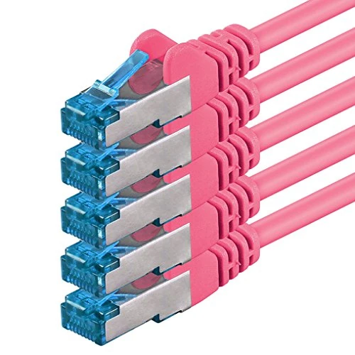 1aTTack.de Câble réseau CAT6a Cat6 Cat6 10 Gbit/s 0,5 m | magenta - 5 pièces | CAT 6a | S-FTP | double blindage