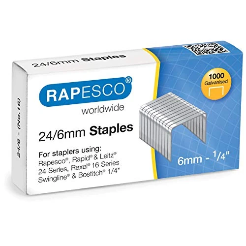 Rapesco S24607Z3 Grapas Galvanizadas Tipo 24/6 mm (No.16), Paquete de 1000