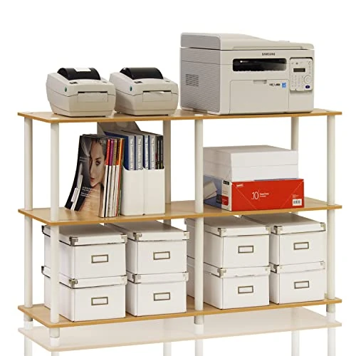 Offerta a tempo: Furinno Scaffali senza Attrezzi, Legno, Beech/Bianco, 3-livello Double - 0.00% da 70.99 € a 70.99 €