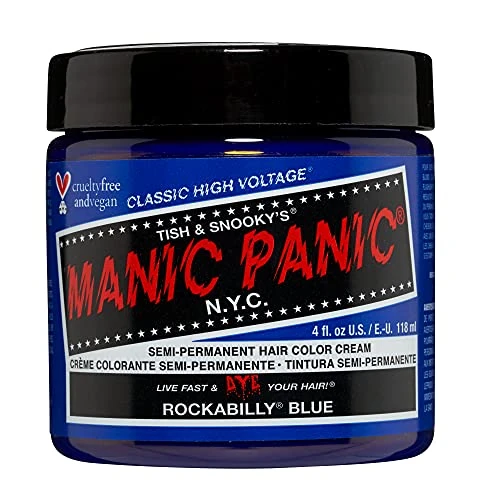 Manic Panic Rockabilly Blue Classic Creme, tinte semipermanente para el cabello vegano y libre de crueldad animal, 118 ml