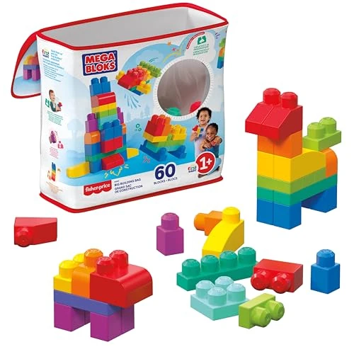Limited-time offer: MEGA BLOKS Big Building Bag building set with 60 big and colorful building blocks, and 1 storage bag, toy gift set for ages 1 and up, DCH55 from 14.96 GBP to 14.96 GBP (save 0%)