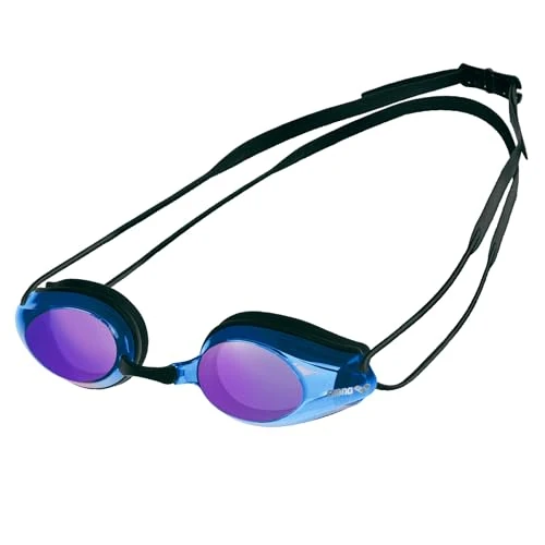 ARENA Tracks Mirror Unisex Wettkampf-Schwimmbrille für Erwachsene, Schwimmbrille mit Verspiegelten Antibeschlag-Gläsern, UV-Schutz, 4 Austauschbare Nasenstege, Silikondichtungen