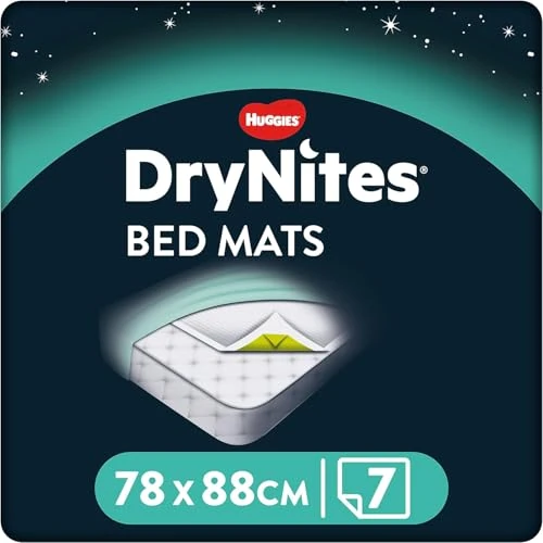 DryNites Bed Mats, Saugfähige Einweg-Betteinlagen (88 x 78 cm), Für Mädchen und Jungen ab 12 Monaten, 28 Unterlagen (4 x 7 Einheiten) | 28 Stück (4er Pack)