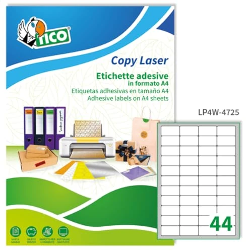 Offerta a tempo: Tico Italia LP4W-4725 Etichette, Angoli Arrotondati, 47.5 x 25.5, Bianco - 37% da 29.02 € a 18.39 €