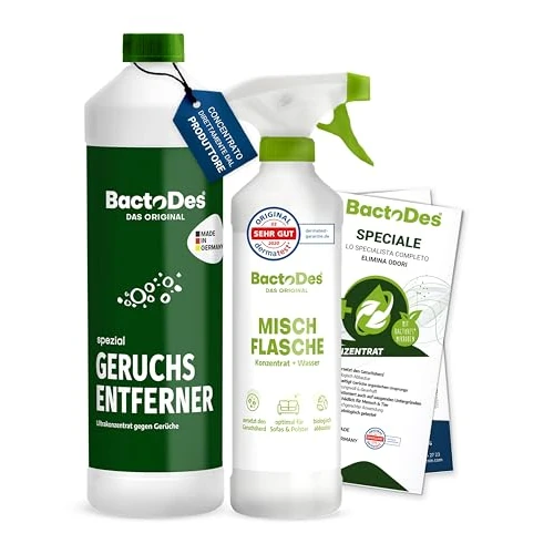 Offre limitée : BactoDes - Desodorisant Maison 1L concentré avec Vaporisateur mélangeur - Nettoyant enzymatique Universel avec Action microbienne Bio - Élimination Efficace de Toutes Les Odeur Maison de 24.90 € à 24.90 € (0.00% de remise)