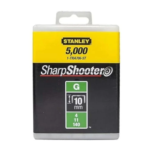 Stanley 1-Tra706-5T Paquet De 5000 Agrafes Industrielles Type G 10 Mm - Inoxydables Et Résistantes Jaune