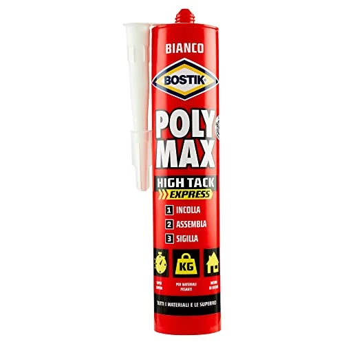 Offerta a tempo: Bostik Poly Max High Tack Express D6118, Colla Di Montaggio E Sigillante Universale, Bianco, 440 gr, 6.8 X 4.9 X 23.1 Cm - 16% da 15.49 € a 12.99 €