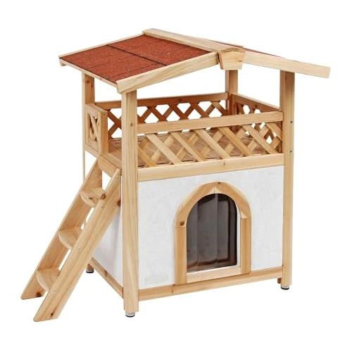 Zeitlich begrenztes Angebot: Kerbl Pet Katzenhaus Tyrol Alpin, Katzenhütte, hellbraun, weiß, rot, 88x57x77cm, Spießtanne, Kunststoff, Katzen, Sommer und Winter, wetterfestes Dach von 96.71 € auf 96.71 € (0.00% Rabatt)