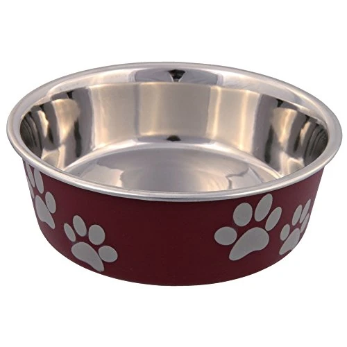 Trixie - Ciotola in acciaio con rivestimento in plastica per cani, Colori Assortiti, 1.4 l, ø21 cm, 1 pezzo