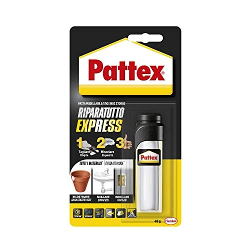 Offerta a tempo: Pattex Ripara Express, Colla epossidica, Pasta modellabile per incollare e riparare, Adesivo epossidico verniciabile e carteggiabile per molti materiali, 48 g - 0.00% da 11.90 € a 11.90 €