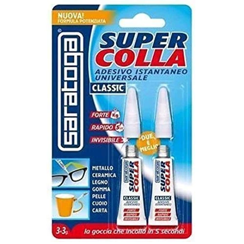 Offerta a tempo: SARATOGA supercolla classic 3gr + 3gr adesivo cianoacrilato istantaneo superpotente trasparente - 0.00% da 6.25 € a 6.25 €