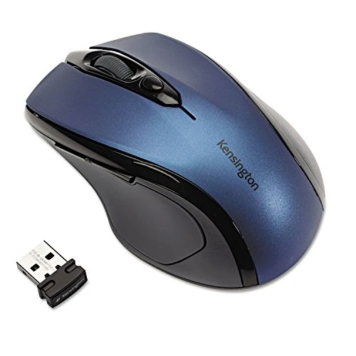 Offerta a tempo: Kensington Mouse Pro Fit wireless, Mouse Ottico di Medie Dimensioni, per l'Home Office, 5 Pulsanti e Design Ergonomico per Destrorsi, Connessione Plug & Play, per Windows e macOS, Blu (K72421WW) - 20% da 28.48 € a 22.75 €